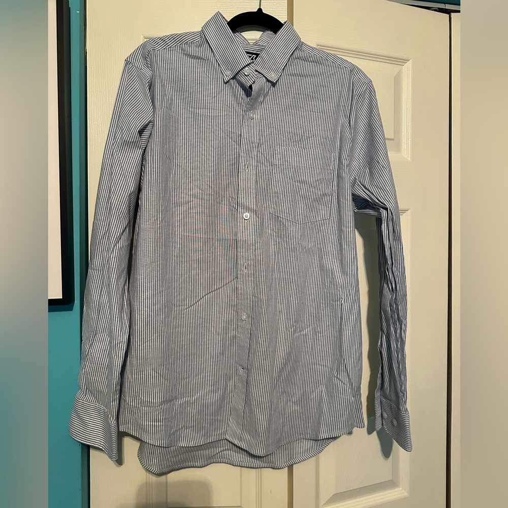 Cutter & Buck CB Men's LONG SLEEVE Shirt CHECK LARGE EGYPTIAN‎ COTTON NWOT